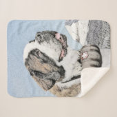 Saint Bernard Painting - Cute Original Dog Art Sherpa Deken (Voorkant (horizontaal))