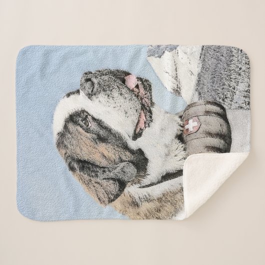 Saint Bernard Painting - Cute Original Dog Art Sherpa Deken (Voorkant (horizontaal))