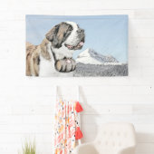 Saint Bernard Painting - Cute Original Dog Art Spandoek (Insitu)