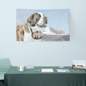 Saint Bernard Painting - Cute Original Dog Art Spandoek (Beurs)