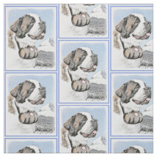 Saint Bernard Painting - Cute Original Dog Art Stof