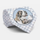 Saint Bernard Painting - Cute Original Dog Art Stropdas (Opgerold)