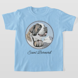 Saint Bernard Painting - Cute Original Dog Art T-shirt