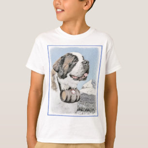 Saint Bernard Painting - Cute Original Dog Art T-shirt