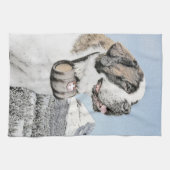 Saint Bernard Painting - Cute Original Dog Art Theedoek (Horizontaal)