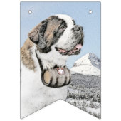Saint Bernard Painting - Cute Original Dog Art Vlaggetjes (Tweede vlag)