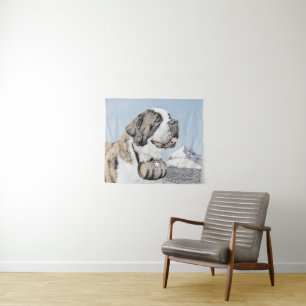 Saint Bernard Painting - Cute Original Dog Art Wandkleed