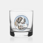 Saint Bernard Painting - Cute Original Dog Art Whisky Glas (Voorkant)
