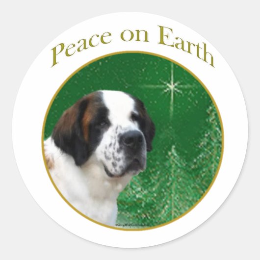 Saint Bernard Peace Ronde Sticker (Voorkant)