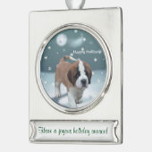 Saint Bernard Persoonlijke Kerstmis Verzilverd Banner Ornament (Links)