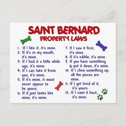 SAINT BERNARD Property Laws 2 Briefkaart (Voorkant)