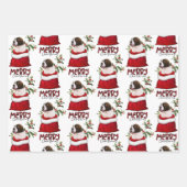 Saint Bernard Puppy Dog in Holiday Gift Bag Inpakpapier Vel (Voorkant)