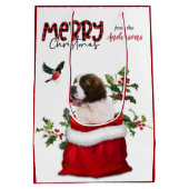Saint Bernard Puppy Dog Kerstmis Medium Cadeauzakje (Achterkant)