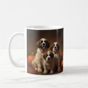 Saint Bernard Puppy Herfst Plezier Pompoen Koffiemok