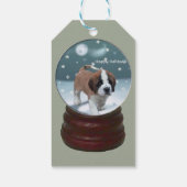 Saint Bernard Puppy Kerstmis Cadeaulabel (Achterkant)