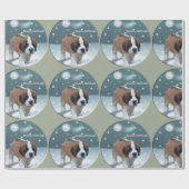 Saint Bernard Puppy Kerstmis Cadeaupapier (Vlak)