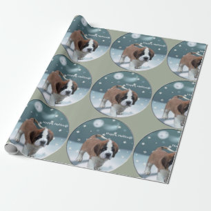 Saint Bernard Puppy Kerstmis Cadeaupapier