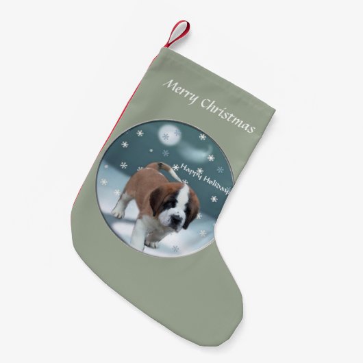 Saint Bernard Puppy Kerstmis Kleine Kerstsok (Voorkant (Hangend))