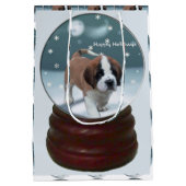 Saint Bernard Puppy Kerstmis Medium Cadeauzakje (Achterkant)