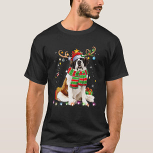 Saint Bernard Reindder Santa Hat Kerstmis Li T-shirt