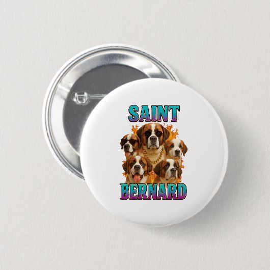 Saint Bernard  Ronde Button 5,7 Cm (Voorkant /achterkant)