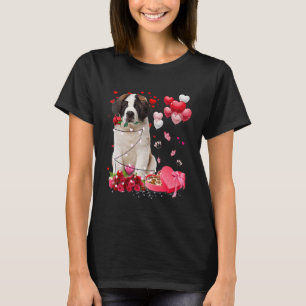Saint Bernard Roos Heart Happy Valentine Day Dog T-shirt