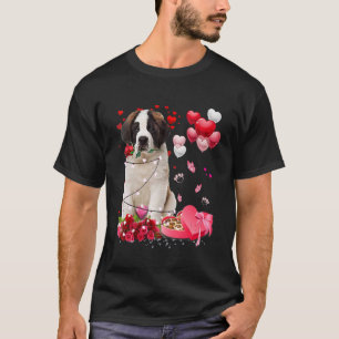 Saint Bernard Roos Heart Happy Valentine Day Dog T-shirt