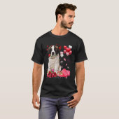 Saint Bernard Roos Heart Happy Valentine Day Dog T-shirt (Voorkant volledig)