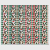 Saint Bernard Santa Dog Holiday Plaid Christmas Cadeaupapier (Vlak)