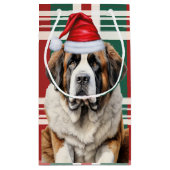 Saint Bernard Santa Dog Holiday Plaid Christmas Klein Cadeauzakje (Achterkant)