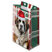 Saint Bernard Santa Dog Holiday Plaid Christmas Klein Cadeauzakje (Voorkant Gekanteld)