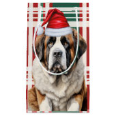 Saint Bernard Santa Dog Holiday Plaid Christmas Klein Cadeauzakje (Voorkant)