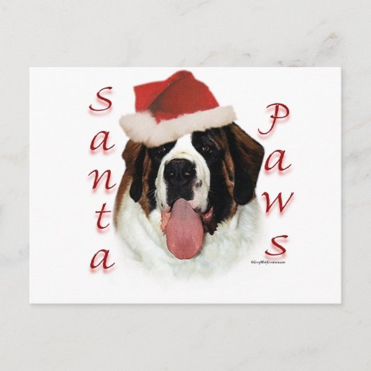 Saint Bernard Santa Paws Feestdagenkaart (Voorkant)