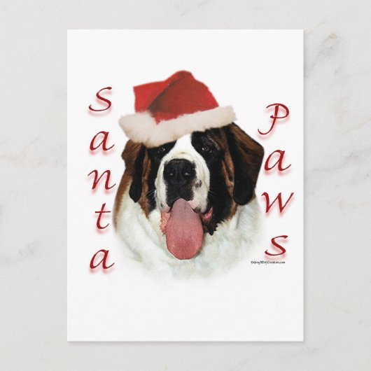 Saint Bernard Santa Paws Feestdagenkaart (Voorkant)