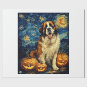 Saint Bernard Schattige Hond Halloween Jack O Lant Cadeaupapier