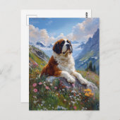 Saint Bernard Schilderachtig Wildflower Field Briefkaart (Voorkant / Achterkant)