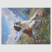 Saint Bernard Schilderachtig Wildflower Field Deco Tissuepapier (Voorkant)