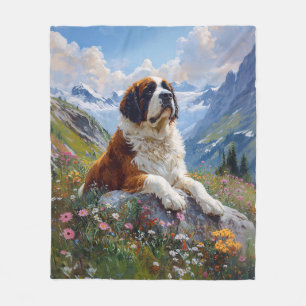 Saint Bernard Schilderachtig Wildflower Field Fleece Deken