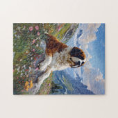 Saint Bernard Schilderachtig Wildflower Field Legpuzzel (Horizontaal)
