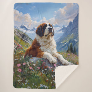 Saint Bernard Schilderachtig Wildflower Field Sherpa Deken