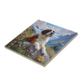 Saint Bernard Schilderachtig Wildflower Field Tegeltje (Zijkant)