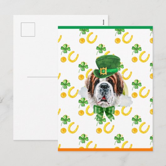 Saint Bernard Shamrock St. Patricks Day Feestdagenkaart (Voorkant / Achterkant)