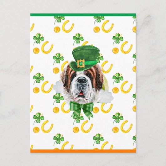 Saint Bernard Shamrock St. Patricks Day Feestdagenkaart (Voorkant)