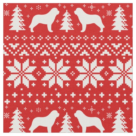 Saint Bernard Silhouettes Kerstvakantie Kerstmis Stof (Close Up)