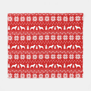 Saint Bernard Silhouettes Schattige kerstpatroon Fleece Deken