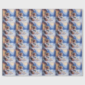 Saint Bernard Snowy Mountain Lodge Christmas Dog Cadeaupapier (Vlak)