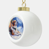 Saint Bernard Snowy Mountain Lodge Christmas Dog Keramische Bal Ornament (Rechts)