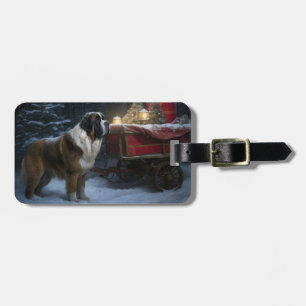 Saint Bernard Snowy Sleigh Kerstdecoratie Bagagelabel