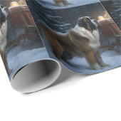 Saint Bernard Snowy Sleigh Kerstdecoratie Cadeaupapier (Rol Hoek)