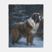 Saint Bernard Snowy Sleigh Kerstdecoratie Fleece Deken (Voorkant)